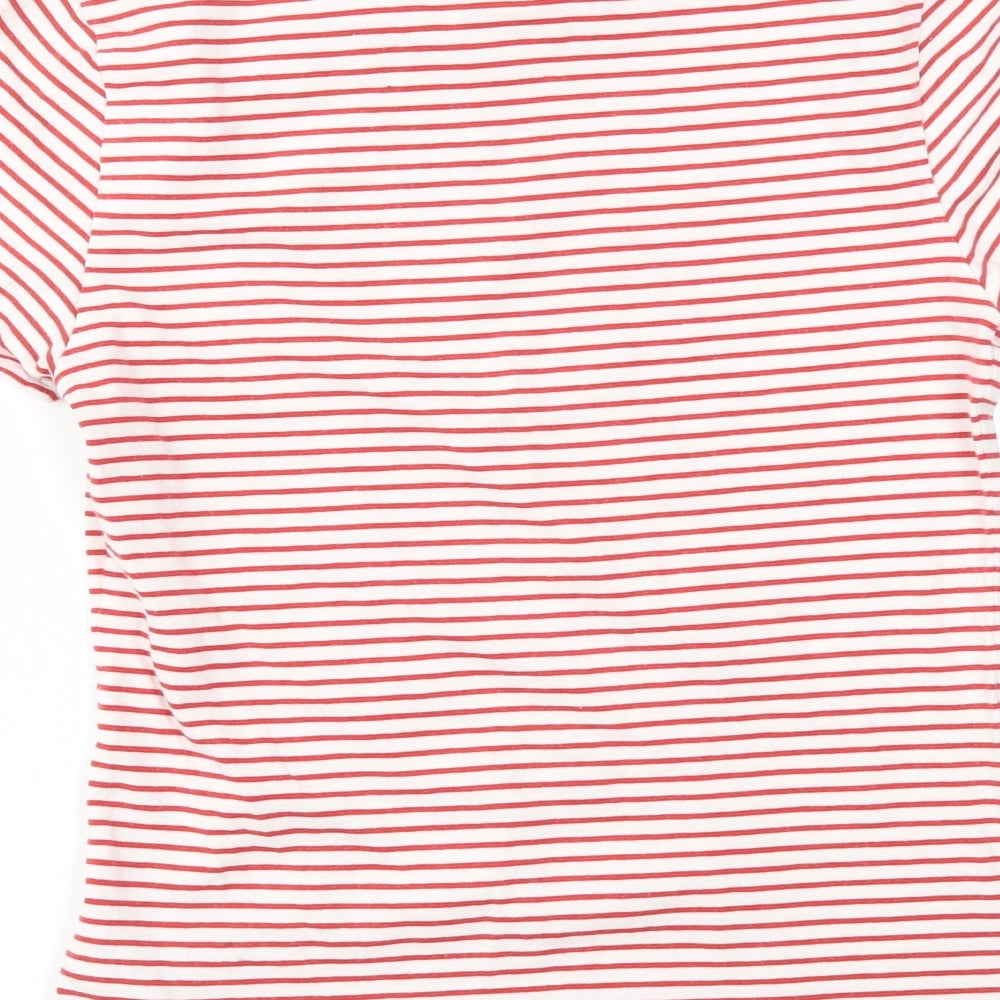 M&S Womens Red Striped  Basic T-Shirt Size 10