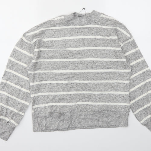 M&S Womens Grey Striped  Pullover Jumper Size 6