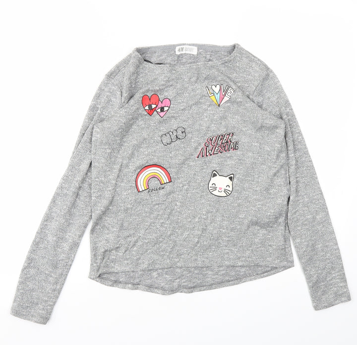 H&M Girls Grey Pullover Jumper Size 11-12 Years
