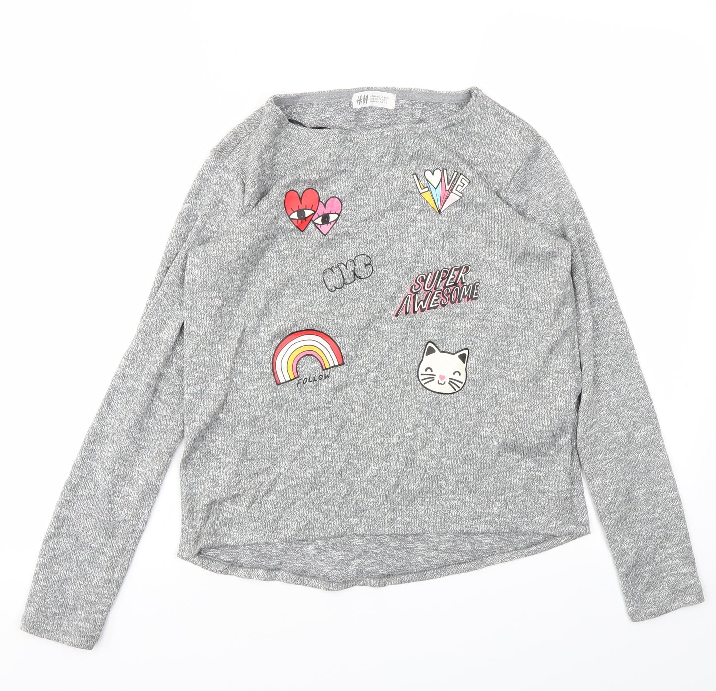 H&M Girls Grey   Pullover Jumper Size 11-12 Years