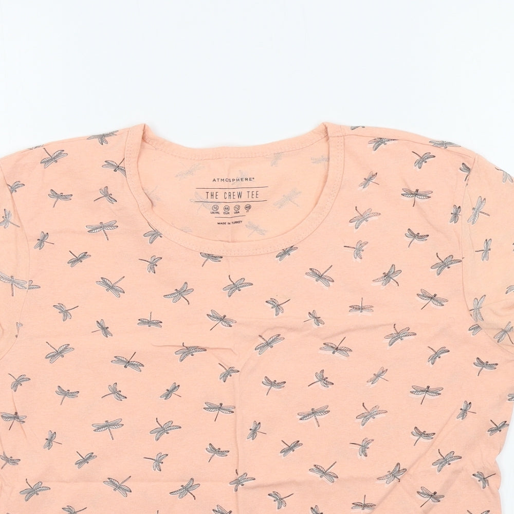 Primark Womens Orange Geometric  Basic T-Shirt Size 16