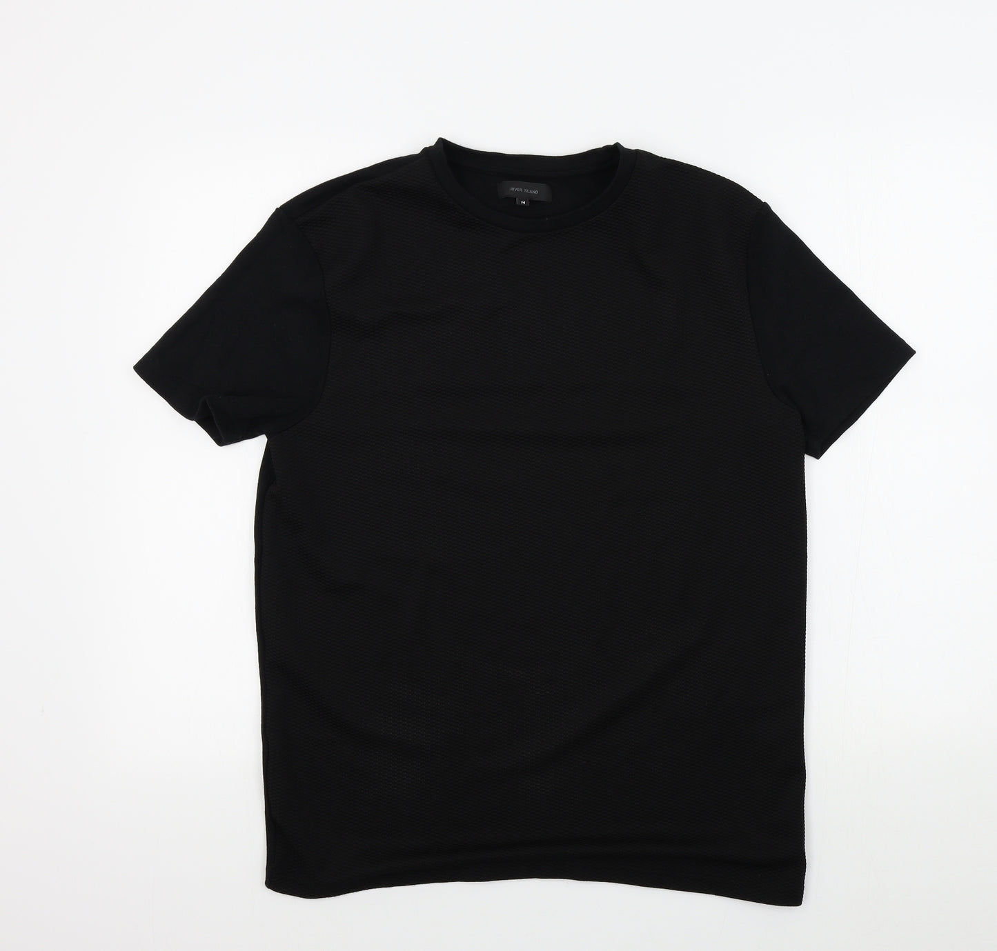 River Island Mens Black Colourblock   T-Shirt Size M