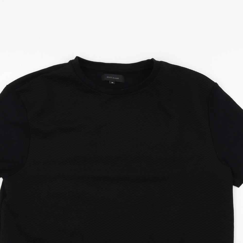 River Island Mens Black Colourblock   T-Shirt Size M