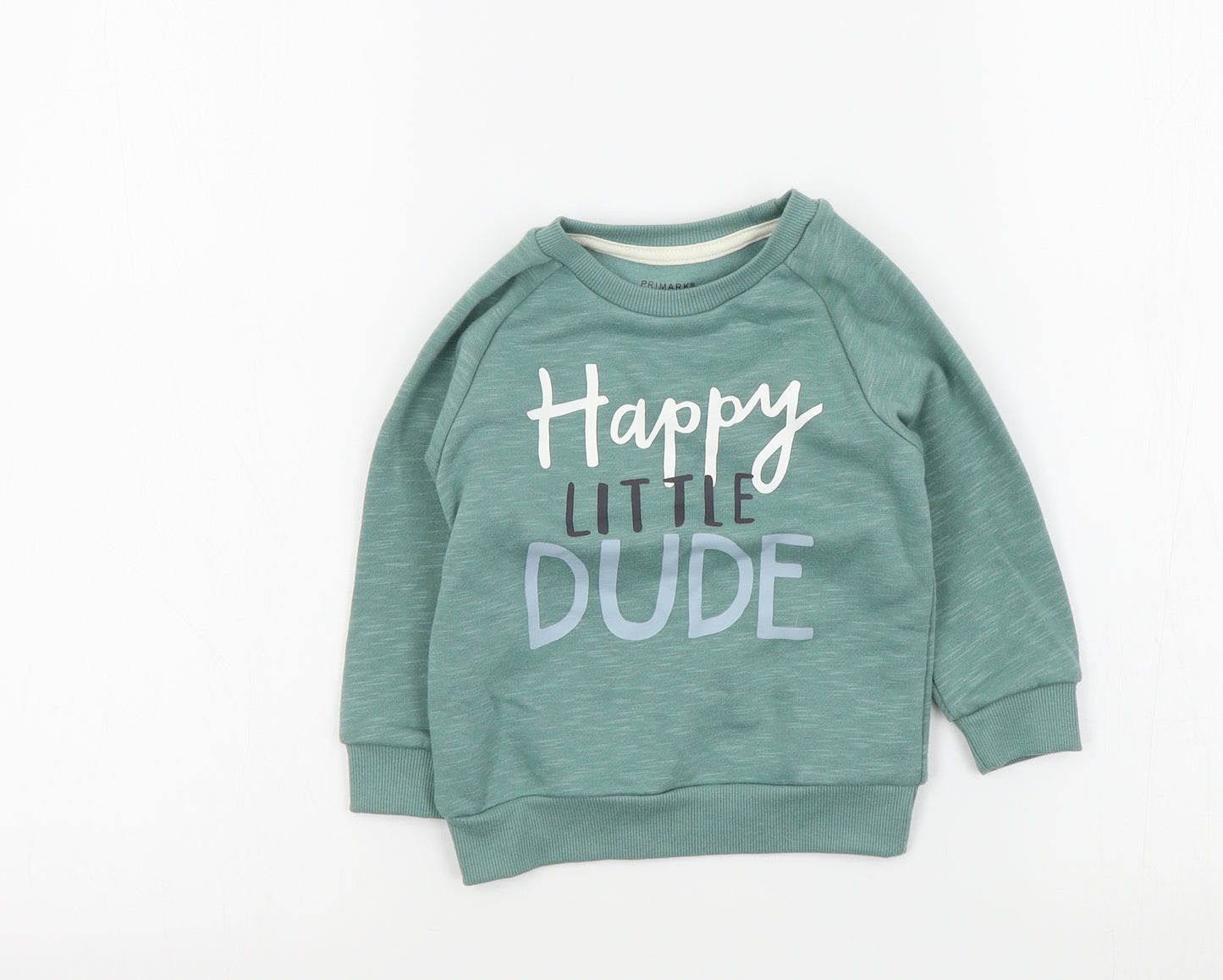 Primark Boys Green Colourblock  Pullover Jumper Size 12-18 Months