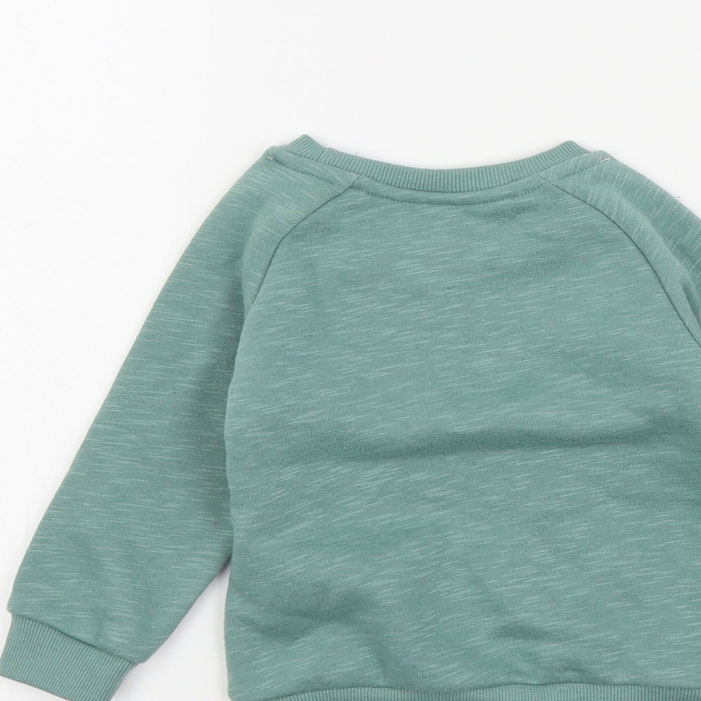 Primark Boys Green Colourblock  Pullover Jumper Size 12-18 Months