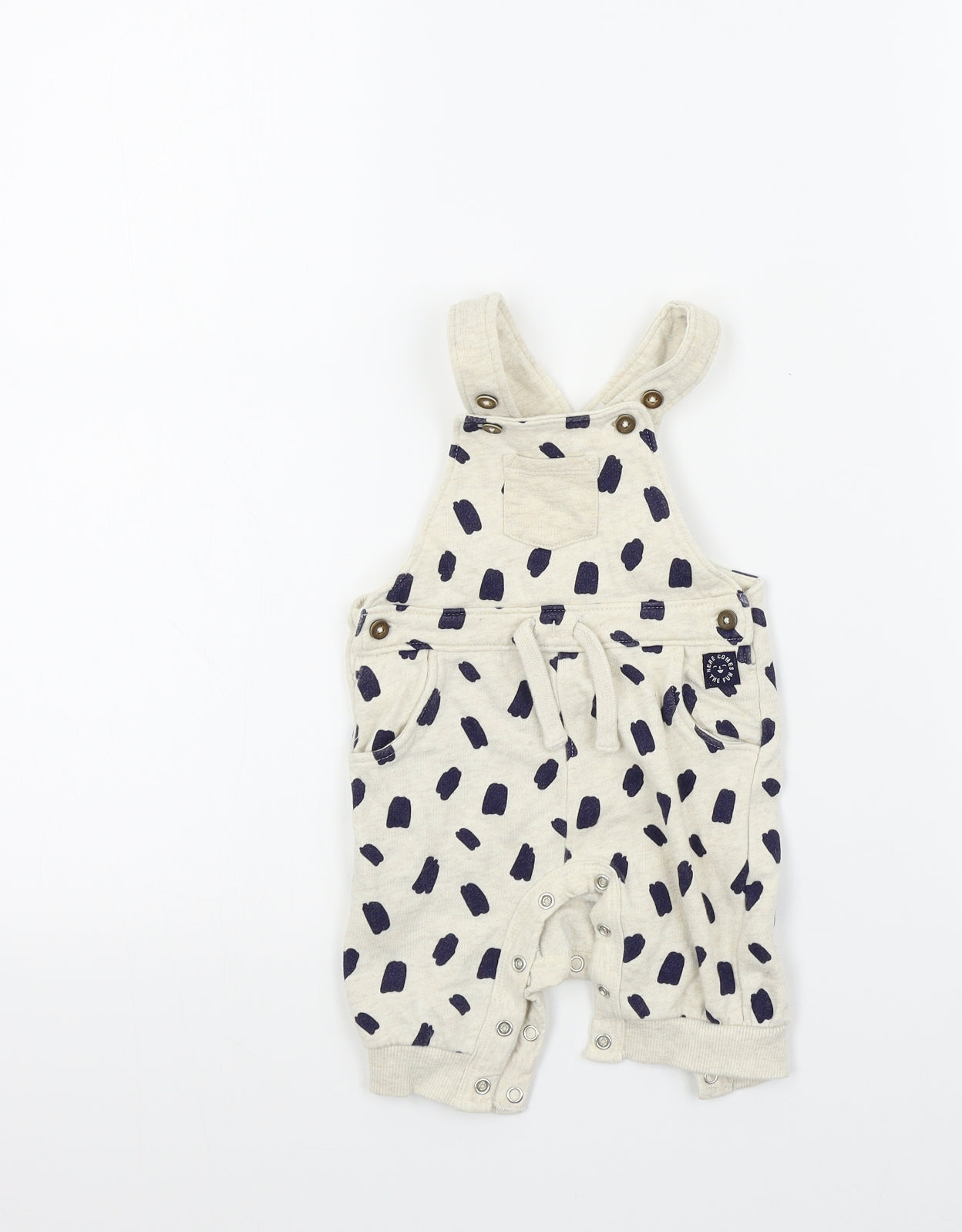 F&F Boys Beige Geometric  Dungaree One-Piece Size 3-6 Months