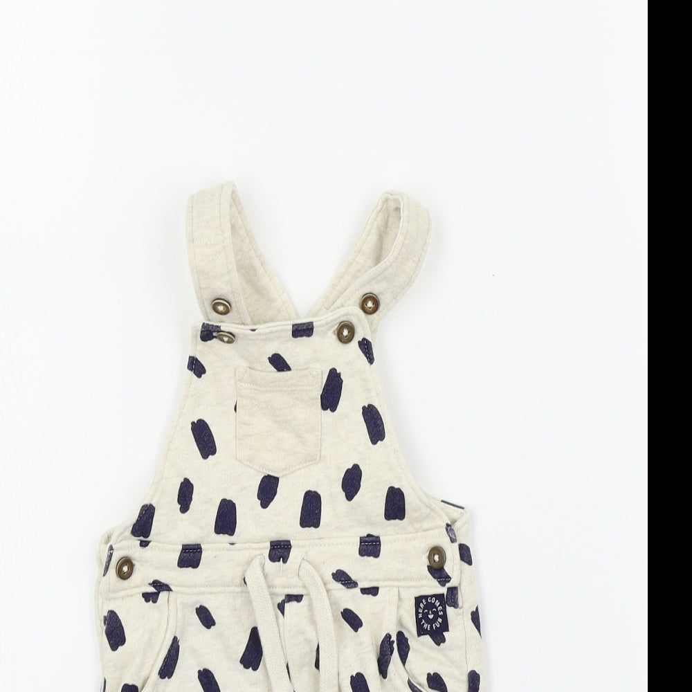 F&F Boys Beige Geometric  Dungaree One-Piece Size 3-6 Months