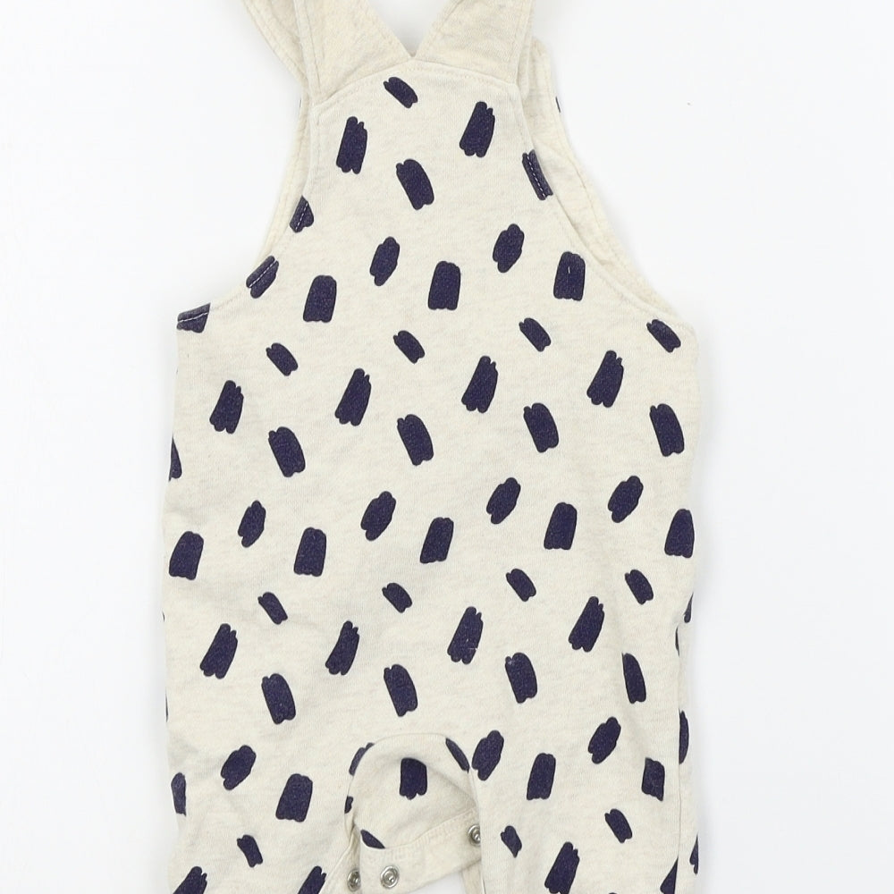 F&F Boys Beige Geometric  Dungaree One-Piece Size 3-6 Months