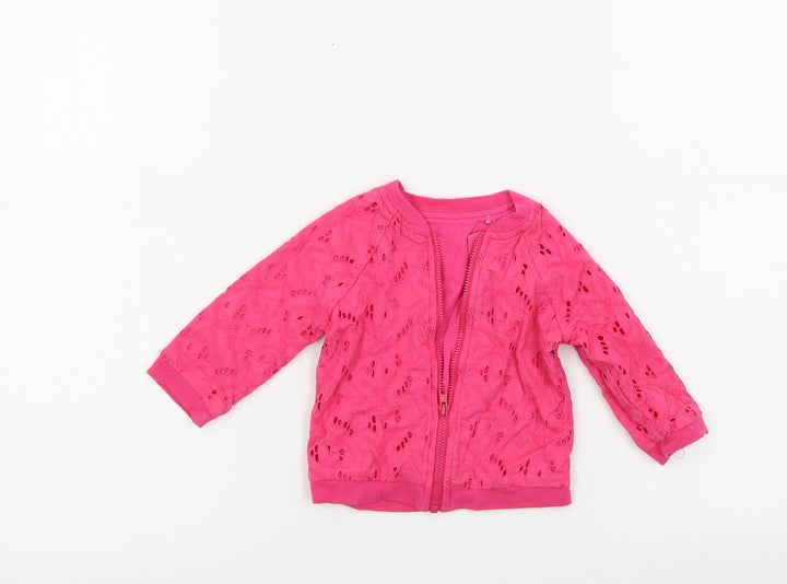 TU Girls Pink Colourblock Full Zip Jumper Size 3-6 Months