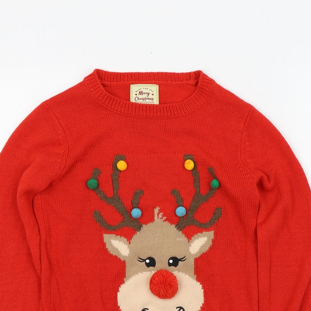 Merry Christmas Boys Red Colourblock  Pullover Jumper Size 12 Years  - Christmas Jumper