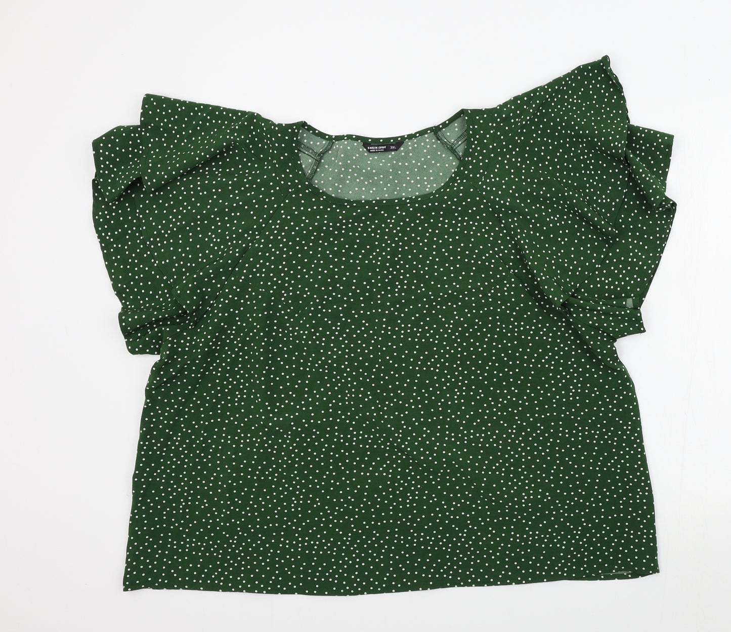 SheIn Womens Green Polka Dot  Basic Blouse Size 3XL