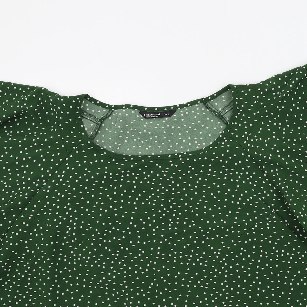 SheIn Womens Green Polka Dot  Basic Blouse Size 3XL