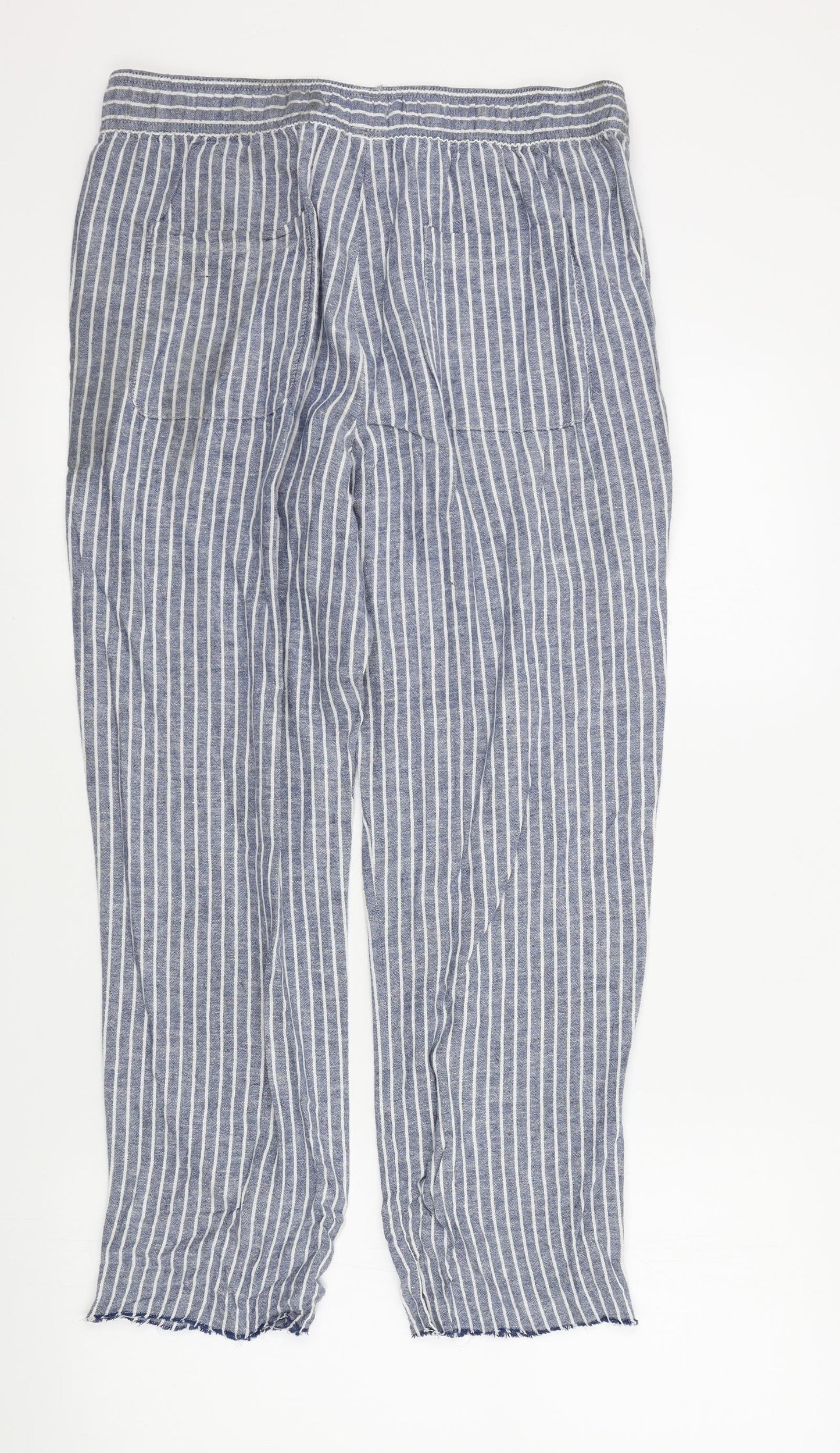 TU Womens Blue Striped  Trousers  Size 12 L26 in