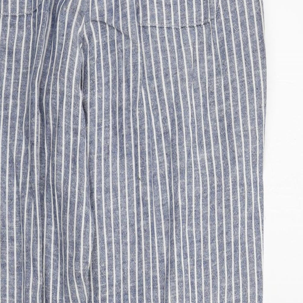 TU Womens Blue Striped  Trousers  Size 12 L26 in
