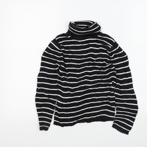 George Girls Black Striped  Pullover Jumper Size 7-8 Years