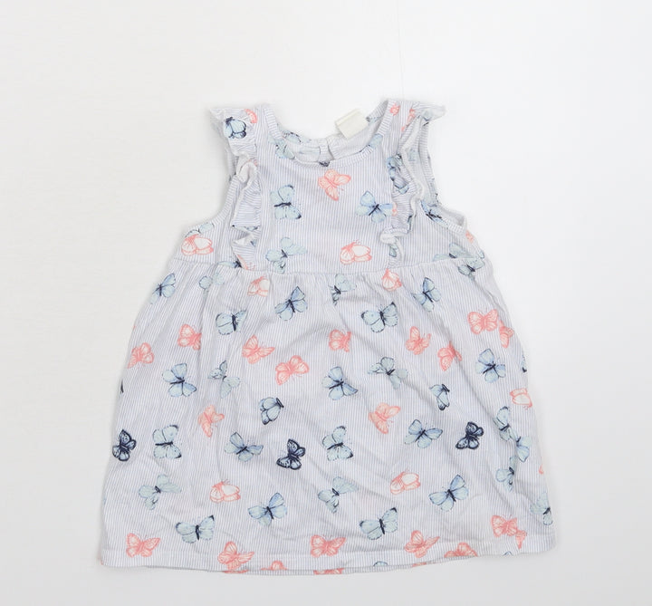 H&M Girls Multicoloured Striped Fit & Flare Size 9-12 Months