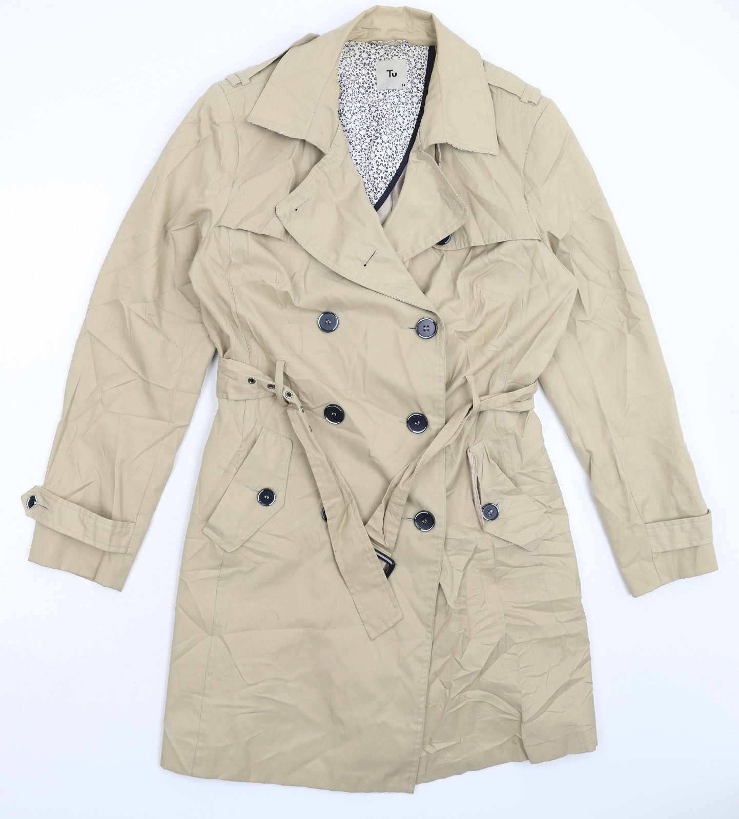 TU Womens Beige   Trench Coat Coat Size 14