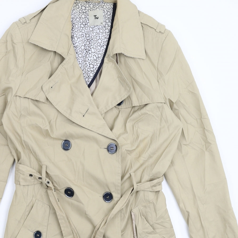 TU Womens Beige   Trench Coat Coat Size 14