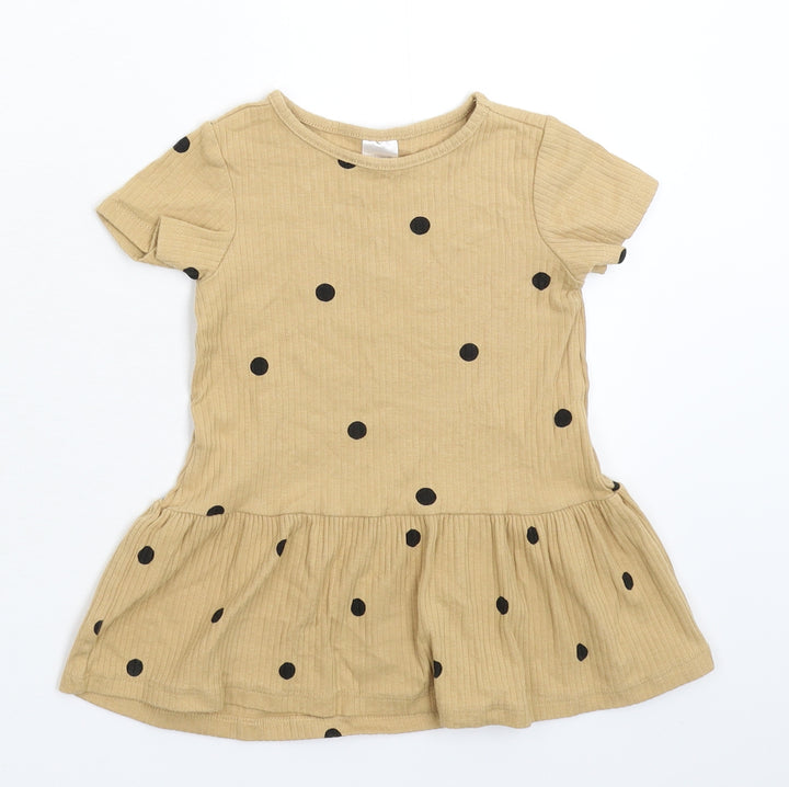 H&M Girls Beige Spotted  Fit & Flare  Size 9-12 Months