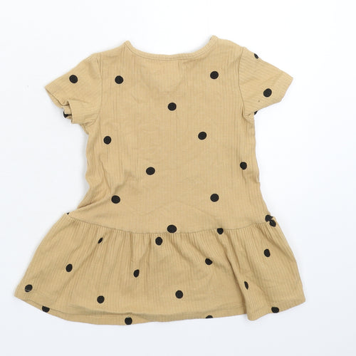 H&M Girls Beige Spotted  Fit & Flare  Size 9-12 Months