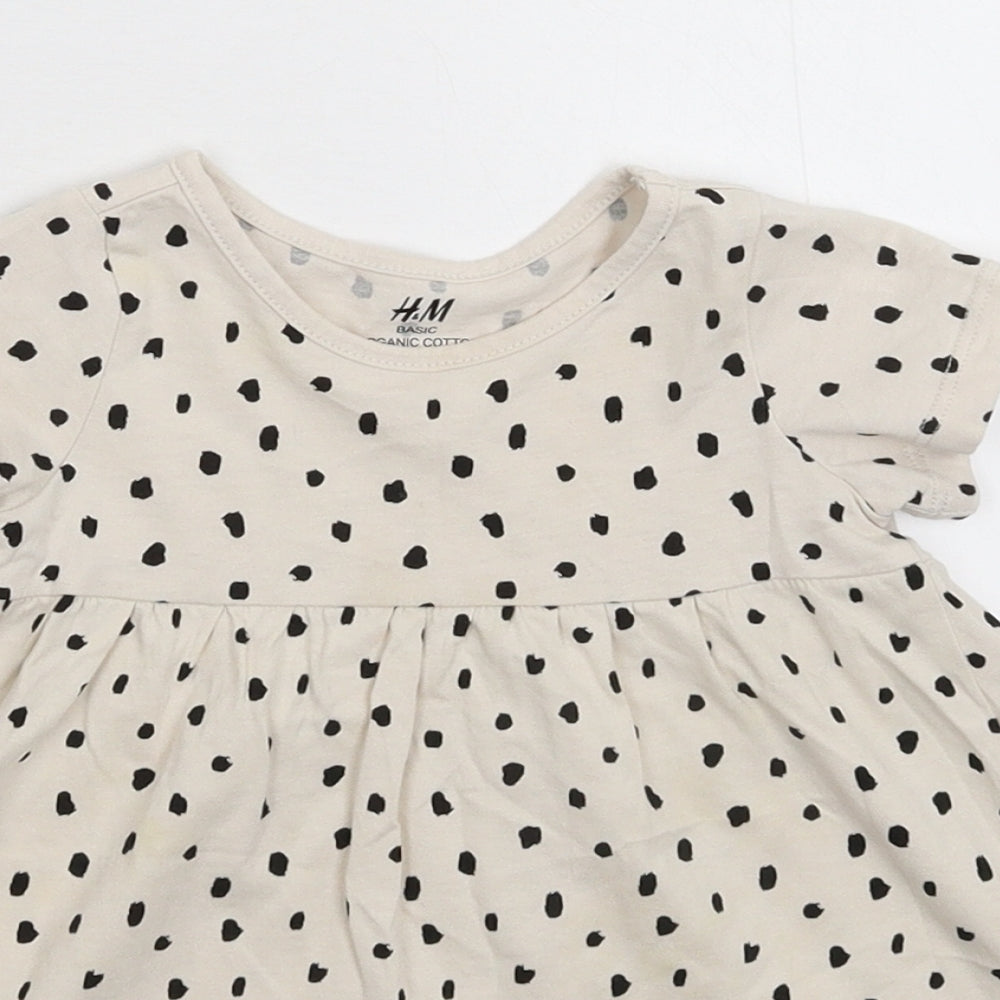 H&M Girls Grey Spotted  Fit & Flare  Size 9-12 Months