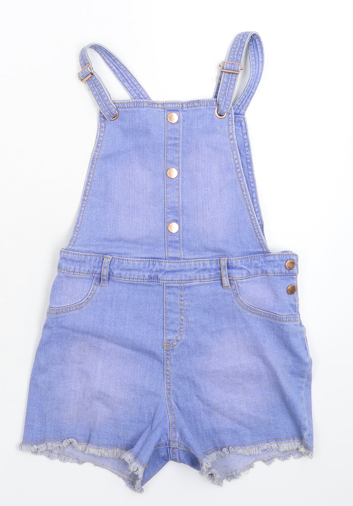 F&F Girls Blue Denim Dungaree One-Piece Size 10-11 Years