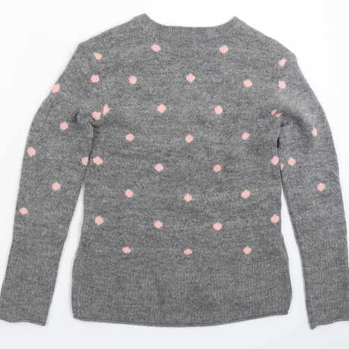 H&M Womens Grey Polka Dot Knit Pullover Jumper Size XS