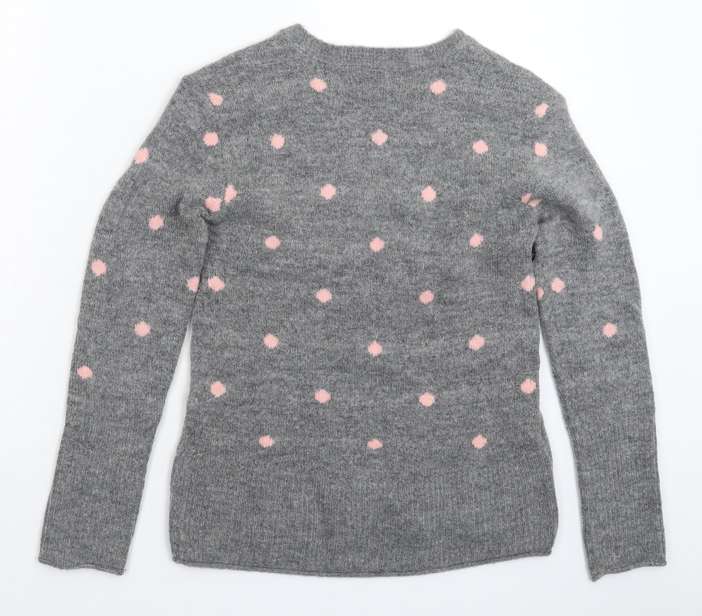 H&M Womens Grey Polka Dot Knit Pullover Jumper Size XS