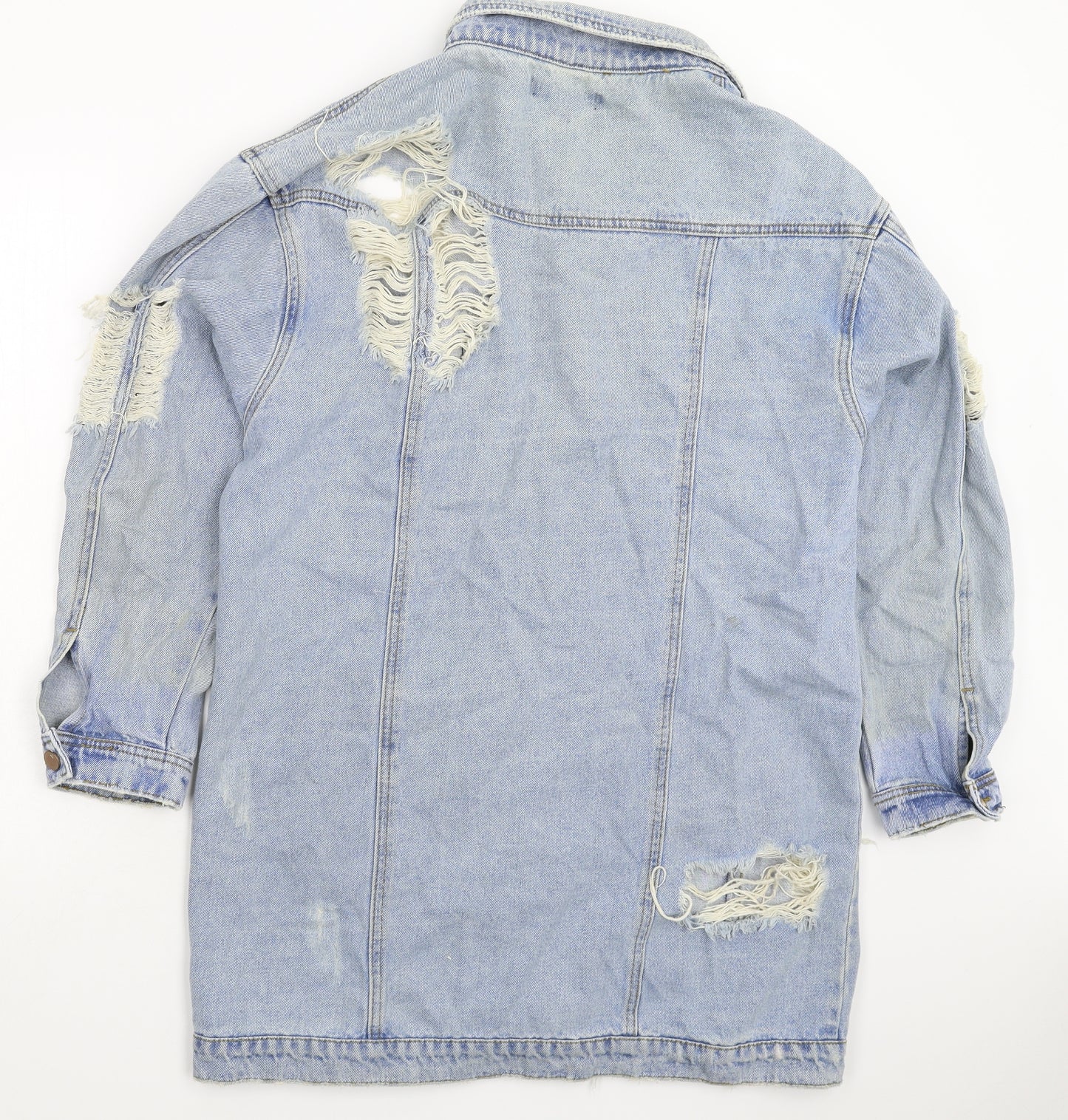 Missguided Womens Blue  Denim Jacket Coat Size 14  - Distressed Oversized