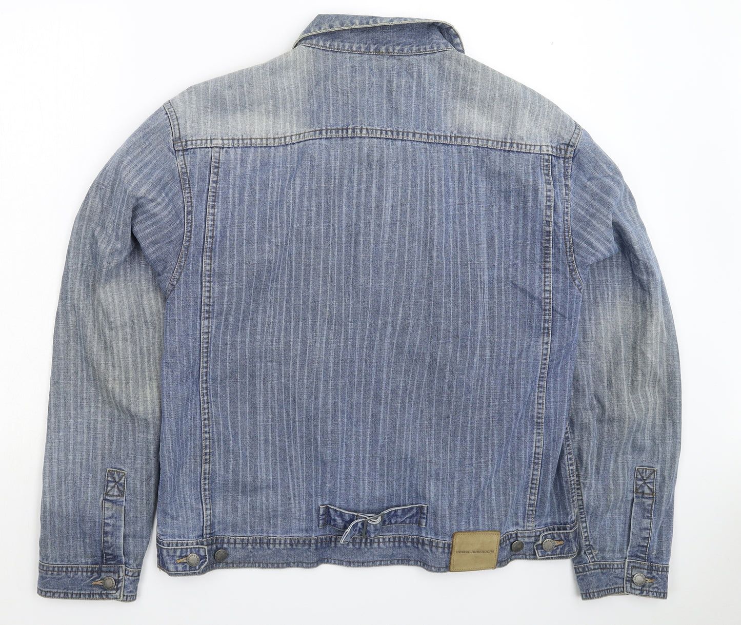 RJR.John Rocha Mens Blue Striped Denim Jacket  Size XL