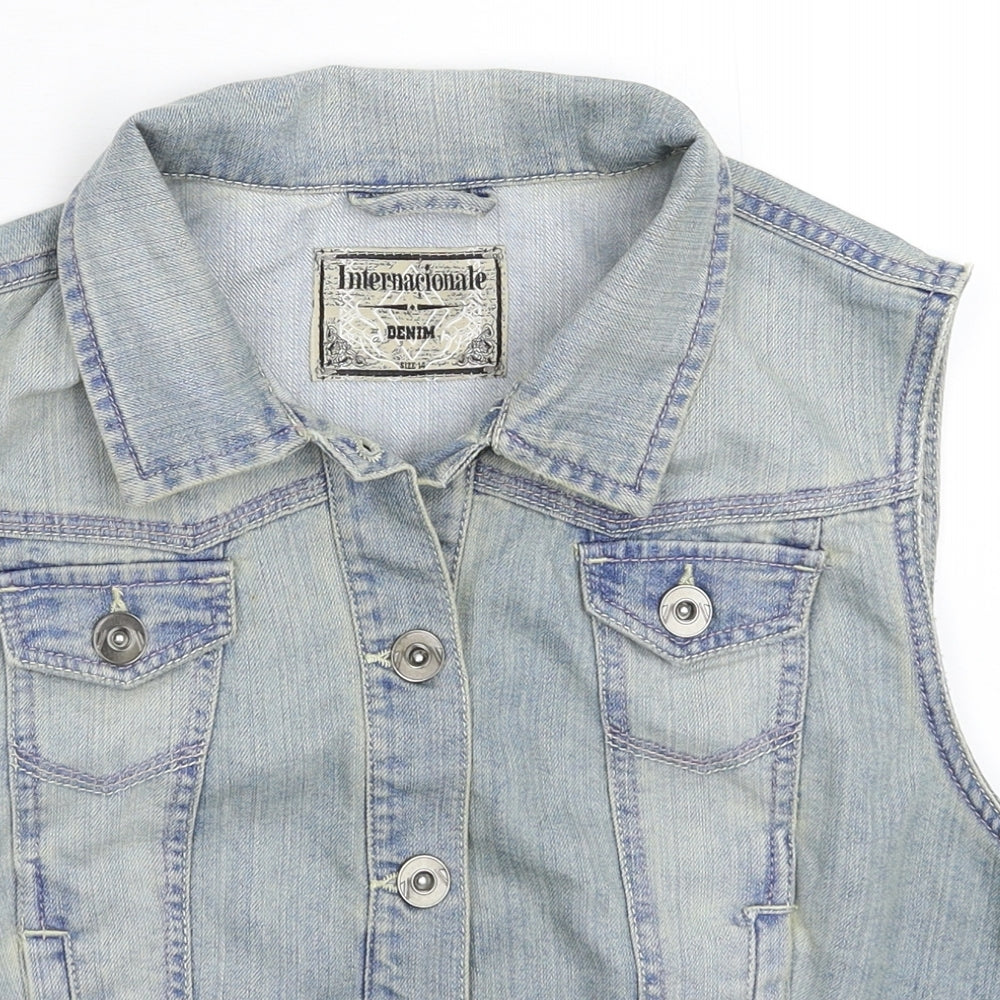 Internacionale Womens Blue  Denim Gilet Jacket Size 14