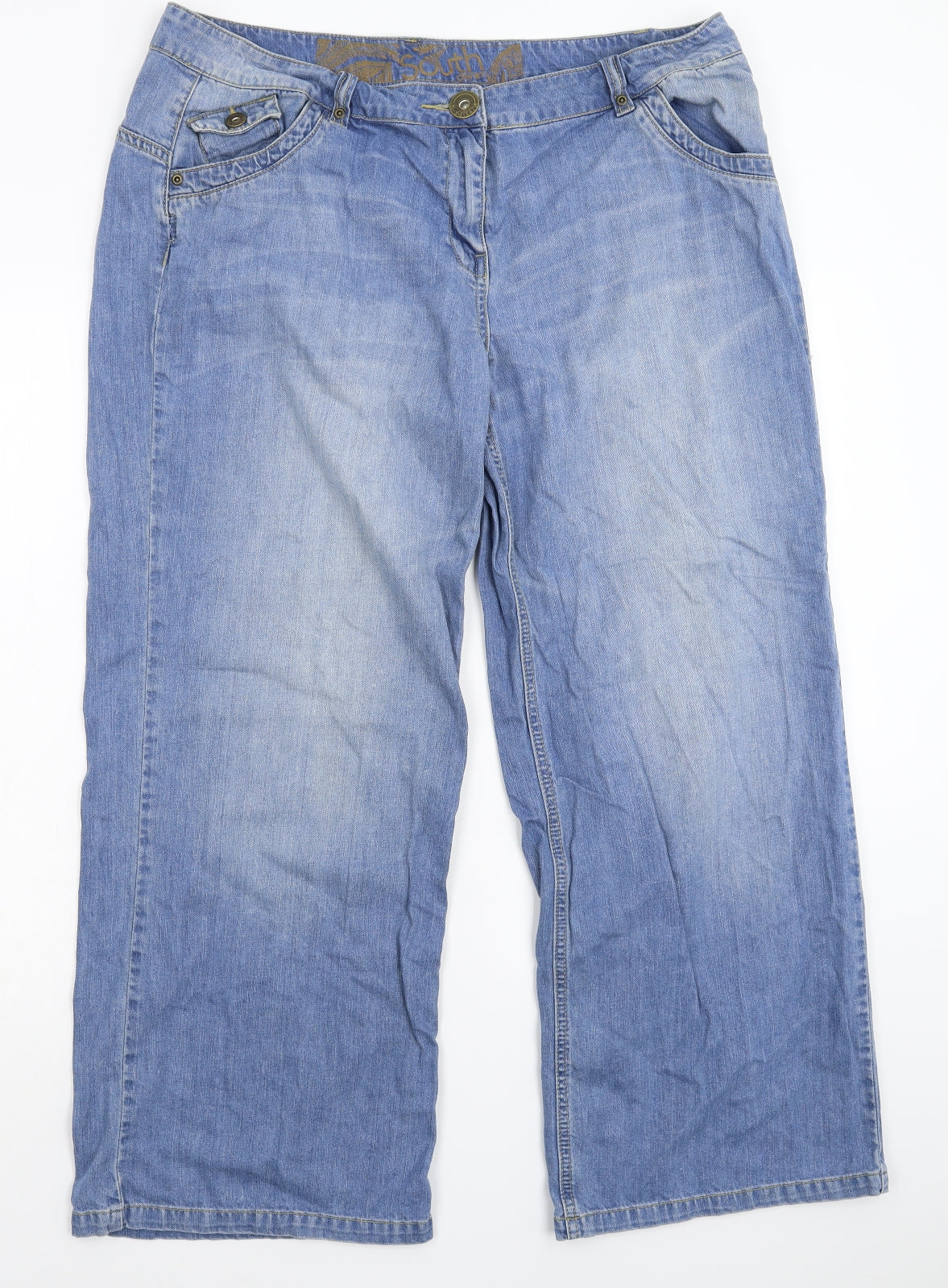 South Womens Blue  Denim Wide-Leg Jeans Size 18 L28 in