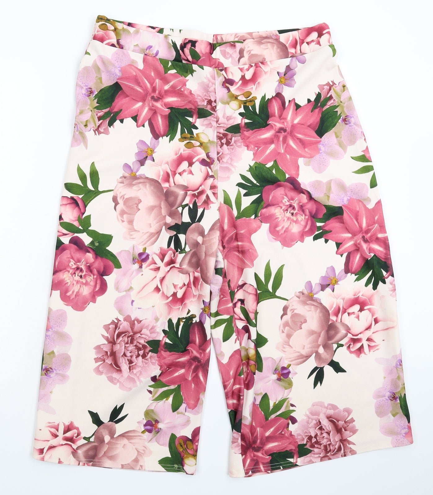 Select Womens Pink Floral  Cropped Trousers Size 18 L20 in