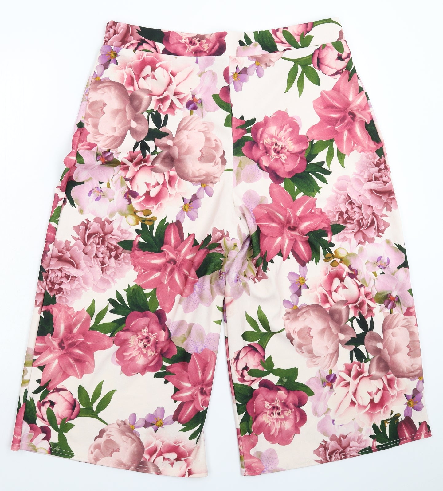 Select Womens Pink Floral  Cropped Trousers Size 18 L20 in
