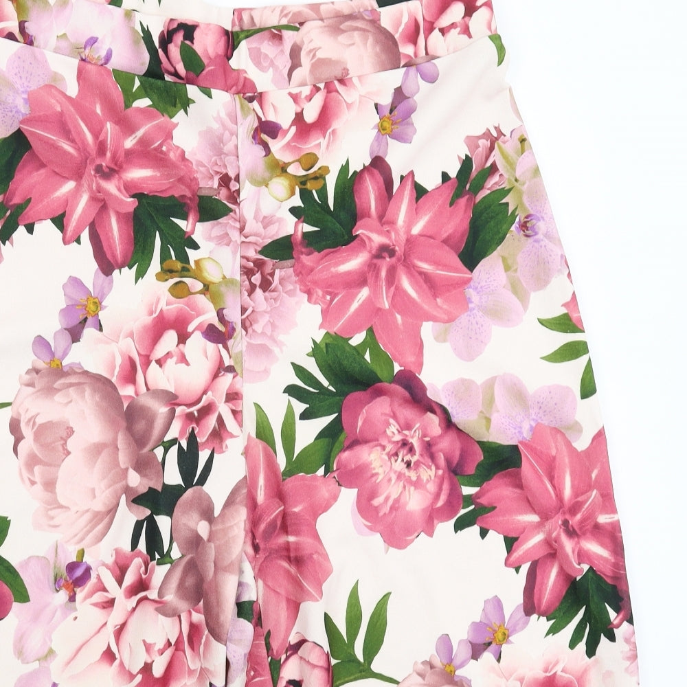 Select Womens Pink Floral  Cropped Trousers Size 18 L20 in