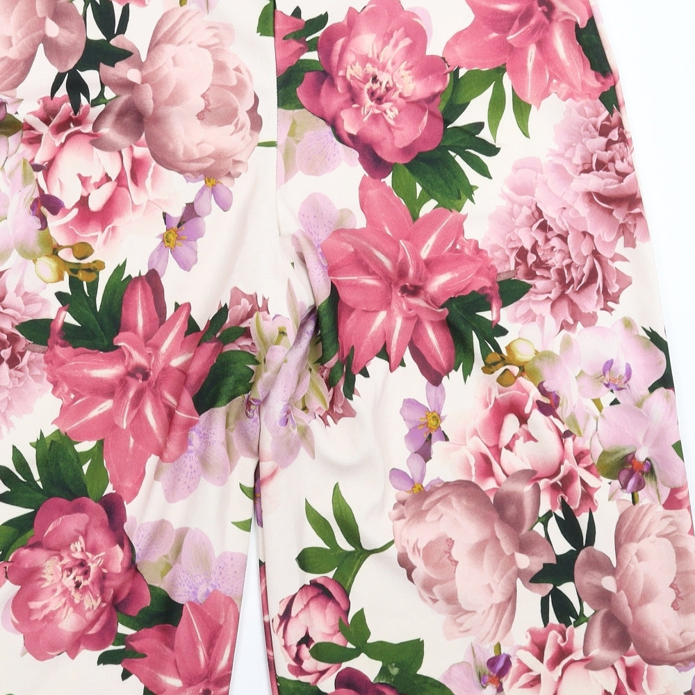 Select Womens Pink Floral  Cropped Trousers Size 18 L20 in
