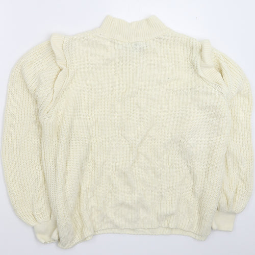 Primark Womens White  Knit Pullover Jumper Size 14  - Oversized