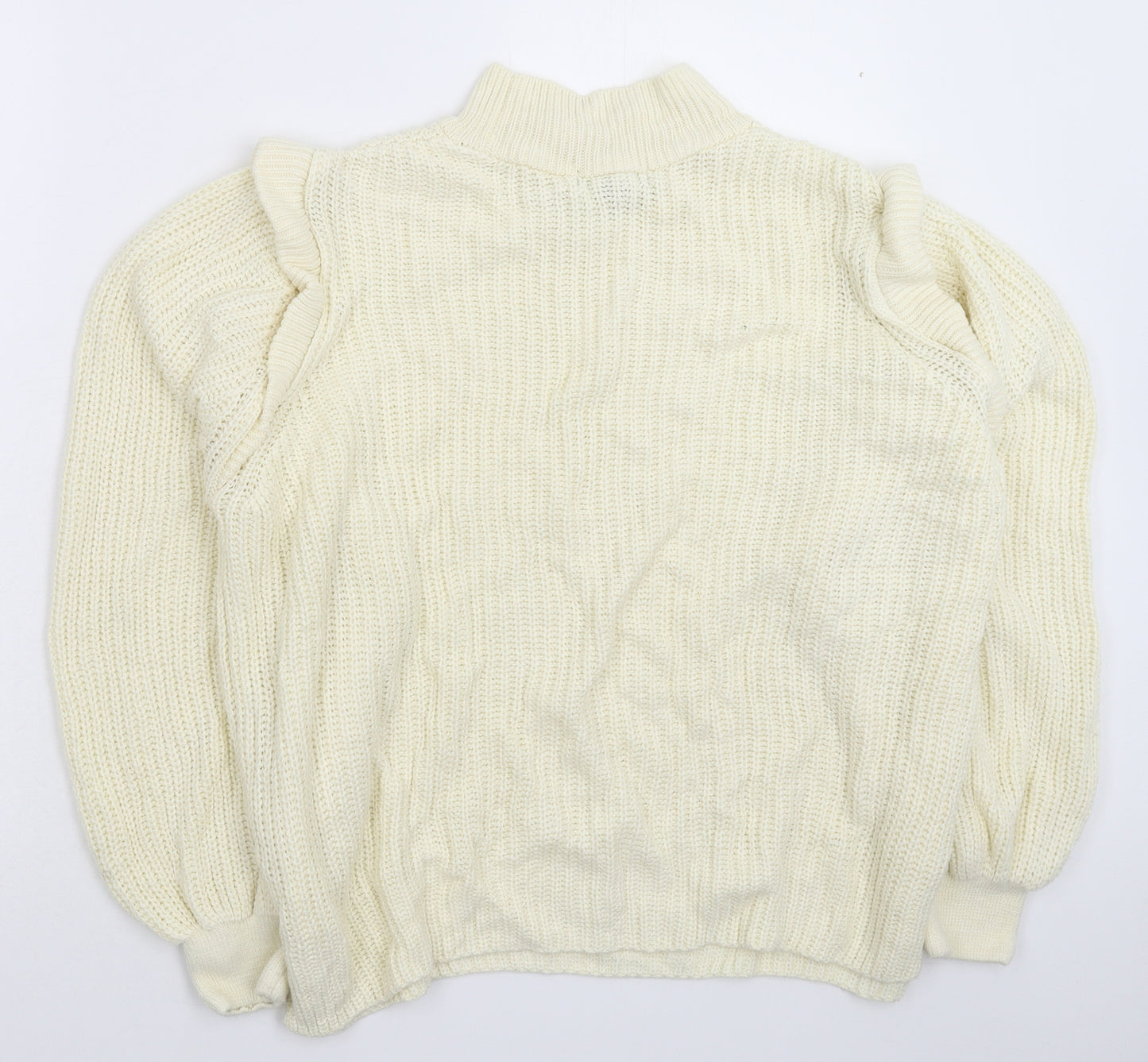 Primark Womens White  Knit Pullover Jumper Size 14  - Oversized