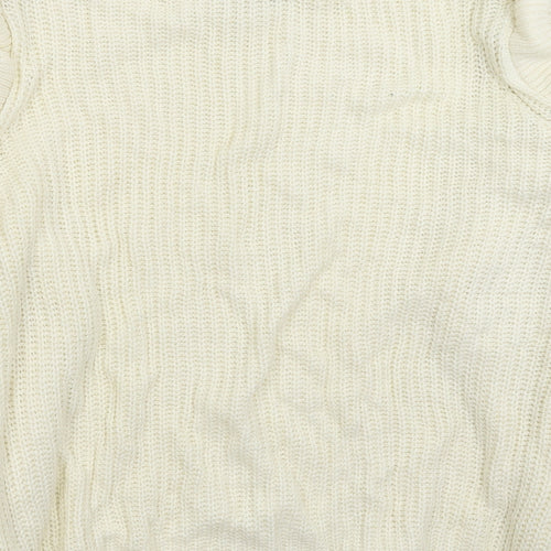 Primark Womens White  Knit Pullover Jumper Size 14  - Oversized