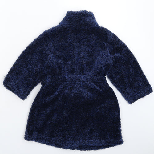 Peacocks Boys Blue Solid Fleece  Robe Size 3-4 Years