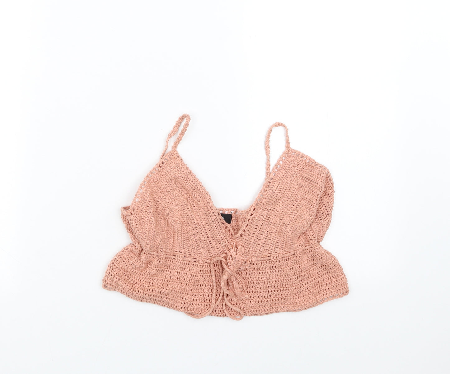 New Look Womens Pink  Knit Camisole T-Shirt Size S  - cropped