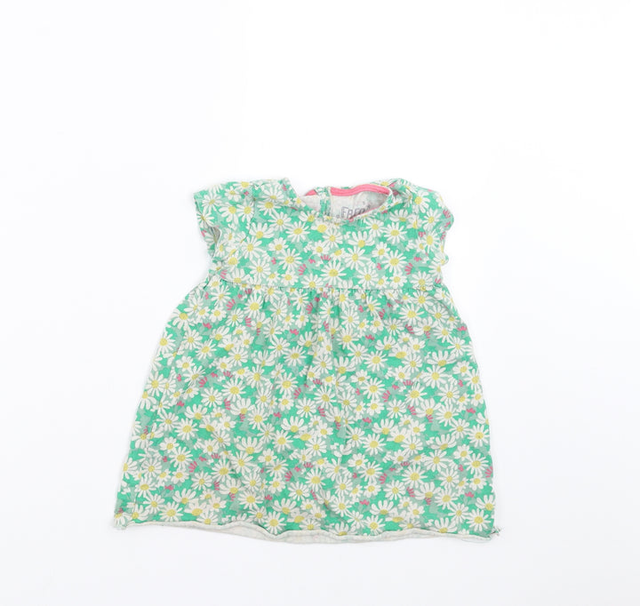 F&F Girls Green Floral T-Shirt Dress Size 12-18 Months