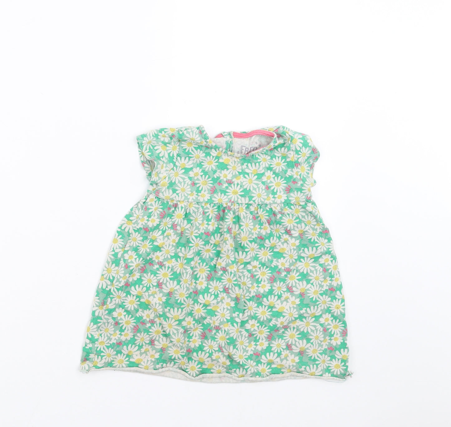F&F Girls Green Floral  T-Shirt Dress  Size 12-18 Months