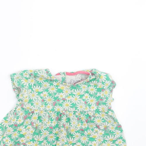 F&F Girls Green Floral  T-Shirt Dress  Size 12-18 Months