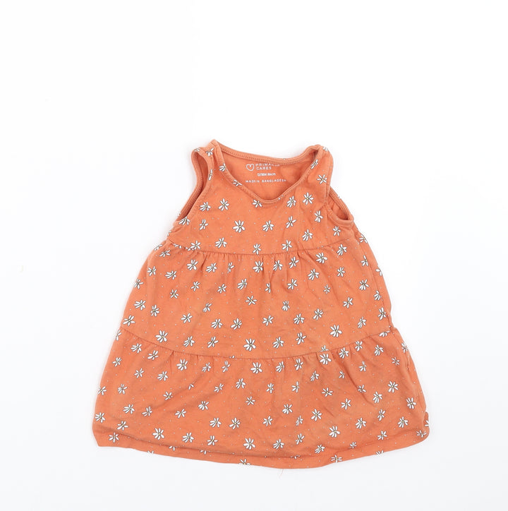 Primark Girls Beige Floral  Trapeze & Swing  Size 12-18 Months