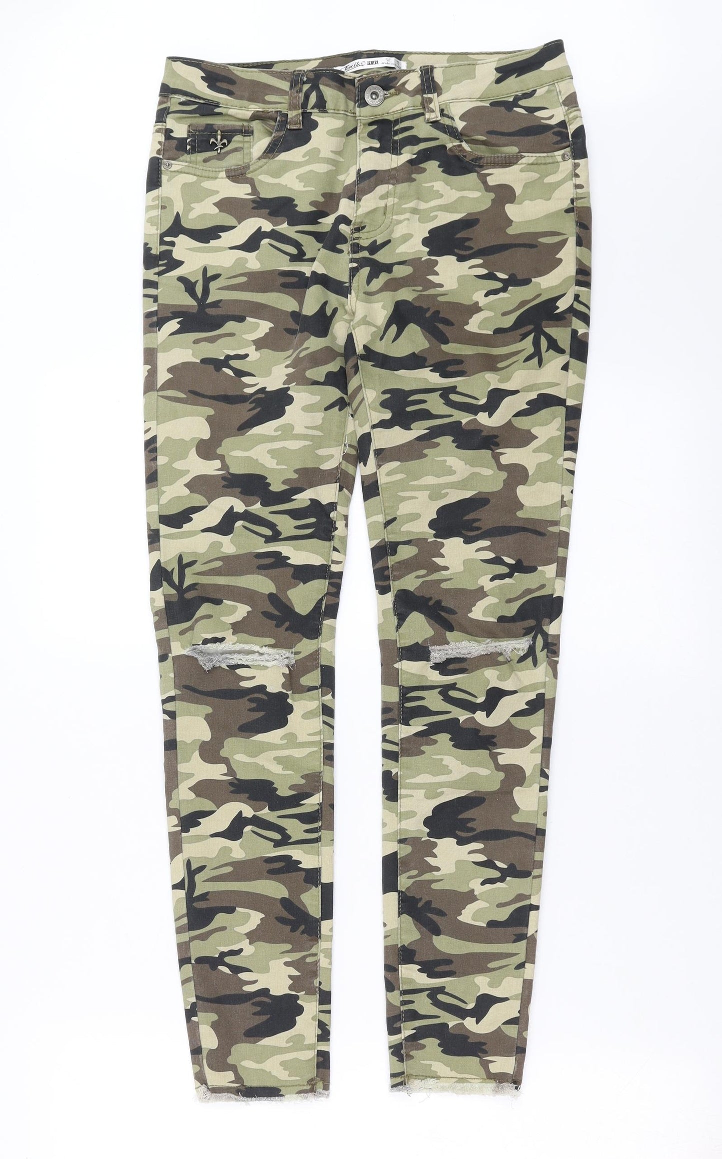 Toxik3 Womens Green Camouflage Denim Skinny Jeans Size 12 L27 in