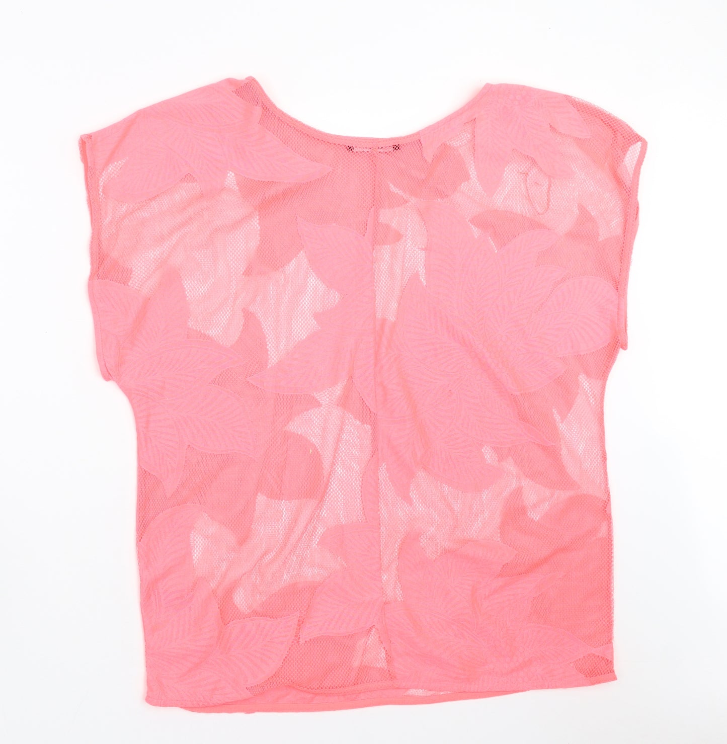 George Womens Pink Floral  Basic Blouse Size XS  - sheer