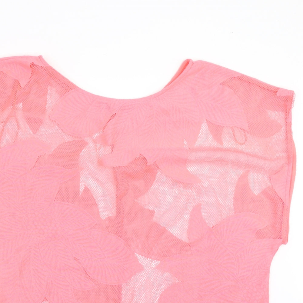 George Womens Pink Floral  Basic Blouse Size XS  - sheer