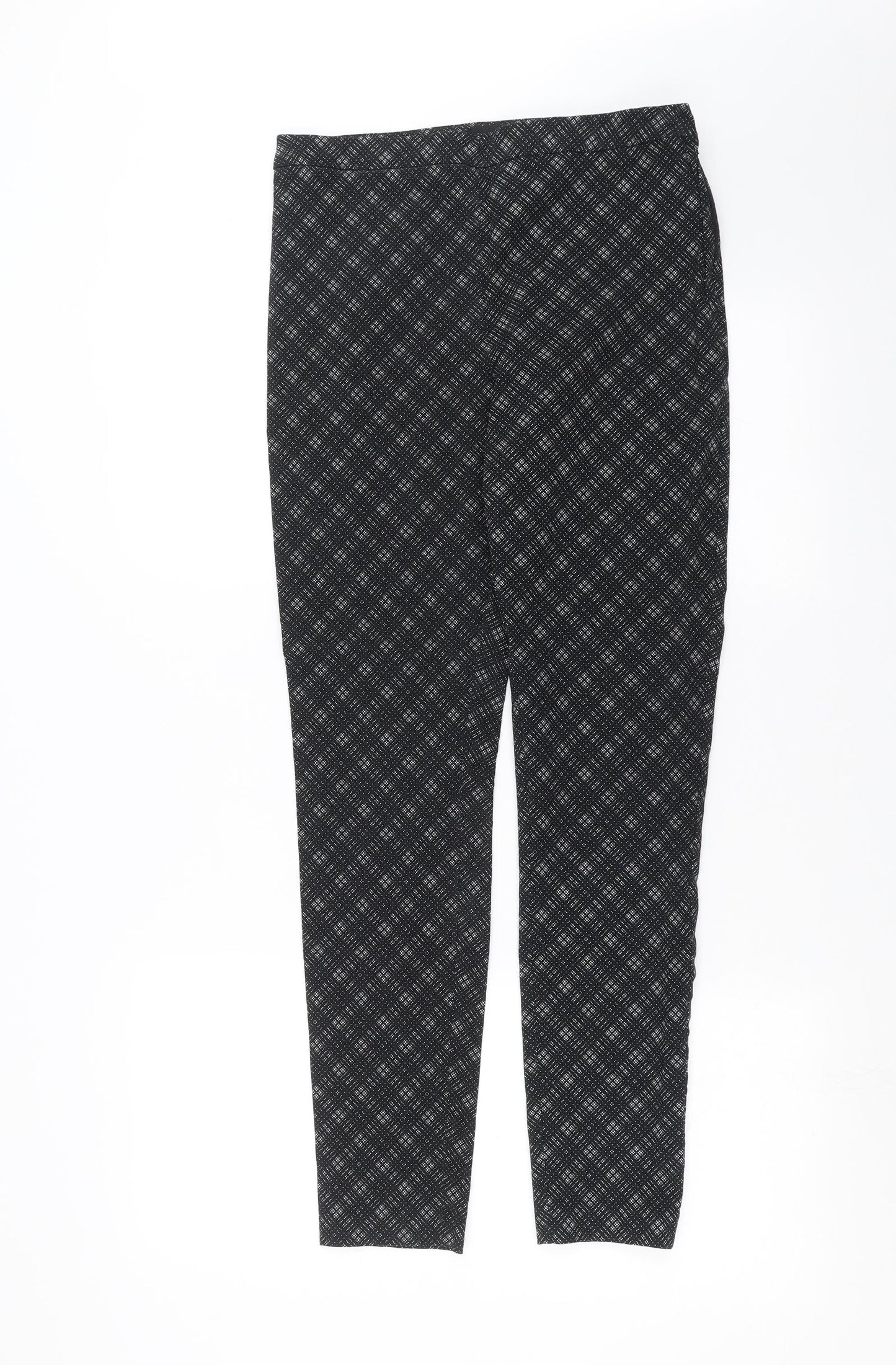 Primark Womens Black Geometric  Trousers  Size 12 L27 in