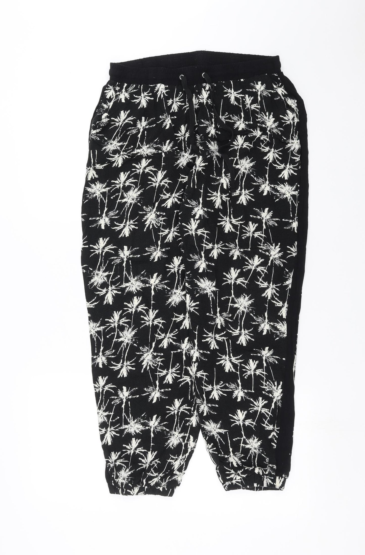 New Look Womens Black   Jogger Trousers Size 12 L27 in - palm tree